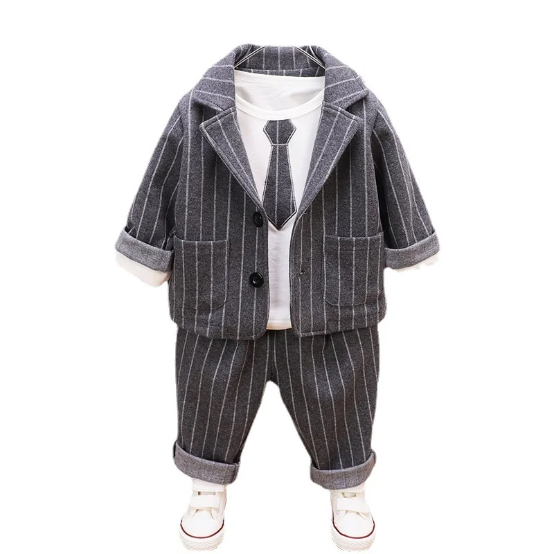 

New Spring Autumn Baby Clothes Kids Gentleman Suit Children Boys Casual Coat T-Shirt Pants 3Pcs/Sets Infant Toddler Tracksuits