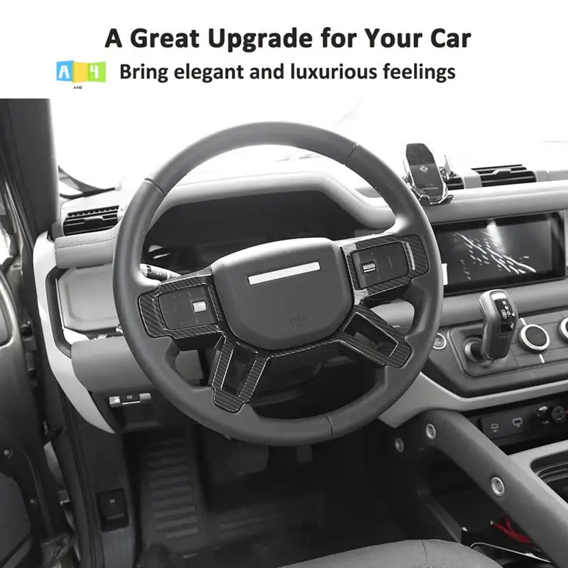 

A04E-для Land Rover Defender 90 110 2020-2023, декоративная крышка рулевого колеса, отделка, аксессуары для интерьера, компонент (ABS Carbon Fi