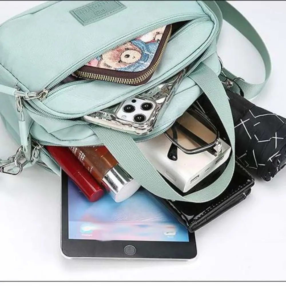 Portable Multi Pouch Zipper Crossbody Bag Nylon Korean Style Shoulder Bag Large Capacity Niche Design Small Phone Bag Girls