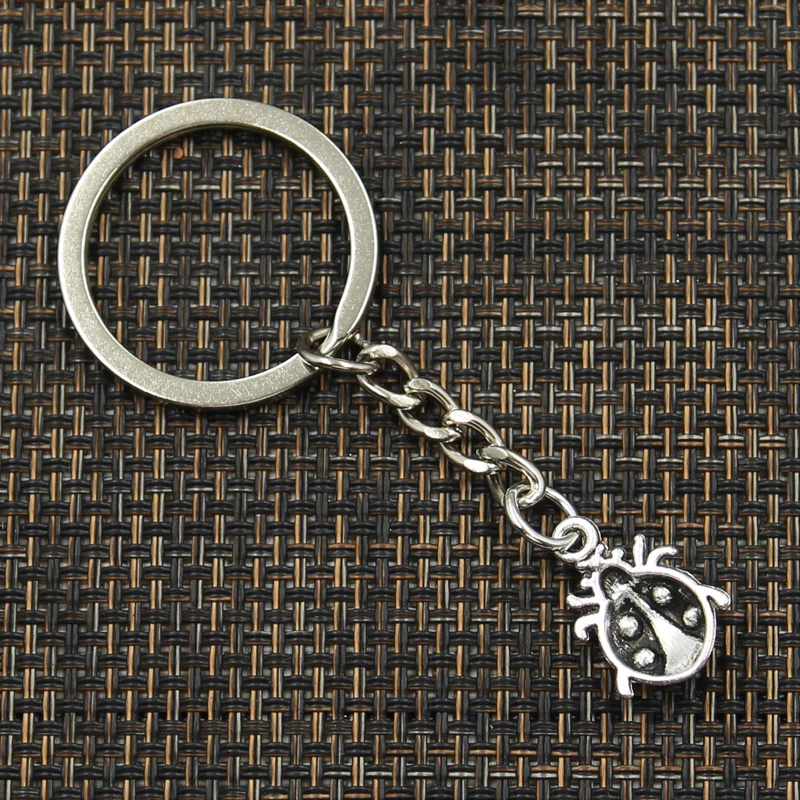 Fashion 30mm Key Ring Metal Key Chain Keychain Jewelry Antique Silver Color Plated Ladybug Bug 19x13mm Pendant