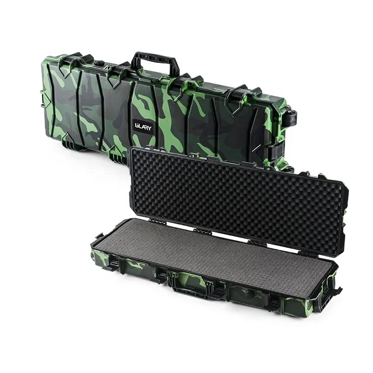 GLARY camouflage case for guns IP67 waterproof hard gun safe case box with wheels wholesale tactical gun case box customized