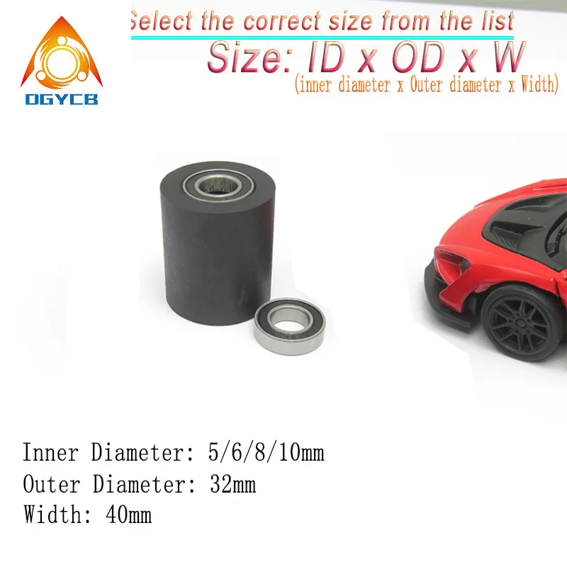 

1pcs 5x32x40 Double Bearing PU Polyurethane Wheel PUT63532-40 Rubber Coated Roller 32mm Hardness 85A 5*32*40 Guide Pulley