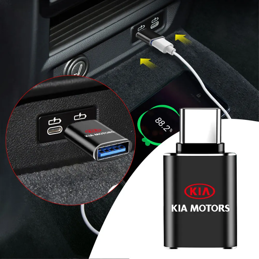 USB-адаптер Type-C OTG USB-гнездовой преобразователь, зарядное устройство для телефона для Kia Rio Picanto Sportage K5 Morning Ceed ProCeed Optima Seltos