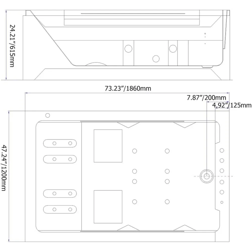 73 Inch Whirlpool Bathtub Water Massage for Two People, 3 Sides of The Bathtub with 22 Water Jets Bathroom Fixture