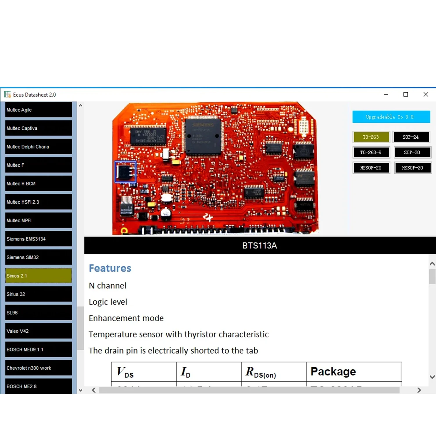 Ecus Datasheet 2.0 Software ECU Repair Software PCB Schematics with Electronic Components of Car ECUs and Additional Information