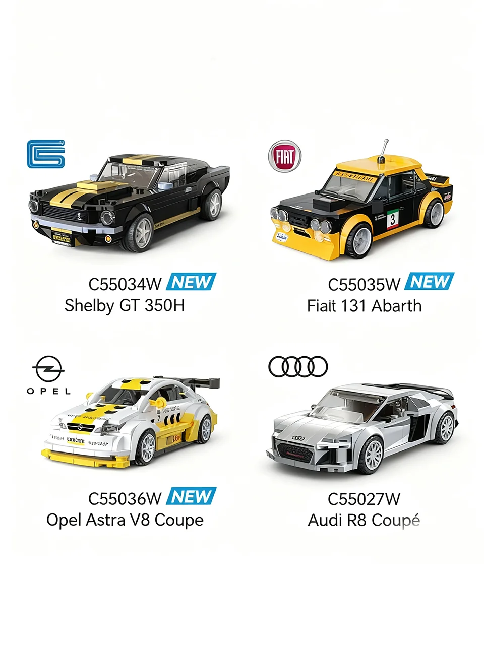 CaDA officieel gelicentieerde 1:24 bouwsteenautoset / sportwagen bouwstenen / klassieke auto's / Audi A8 / Opel / Shelby / Fiat - afbeelding 2