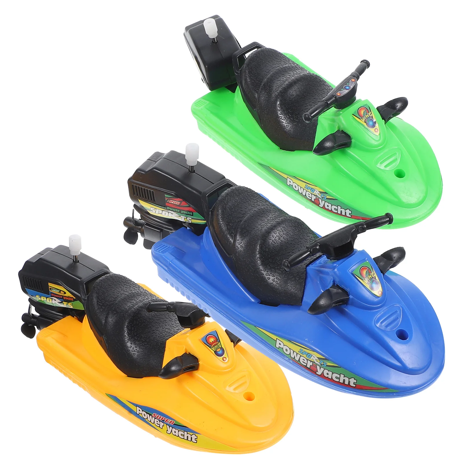 

3 Pcs Motor Boat Tub Baby Child Toys Speedboat Pool Windup Plastic Motorboats Wind-up