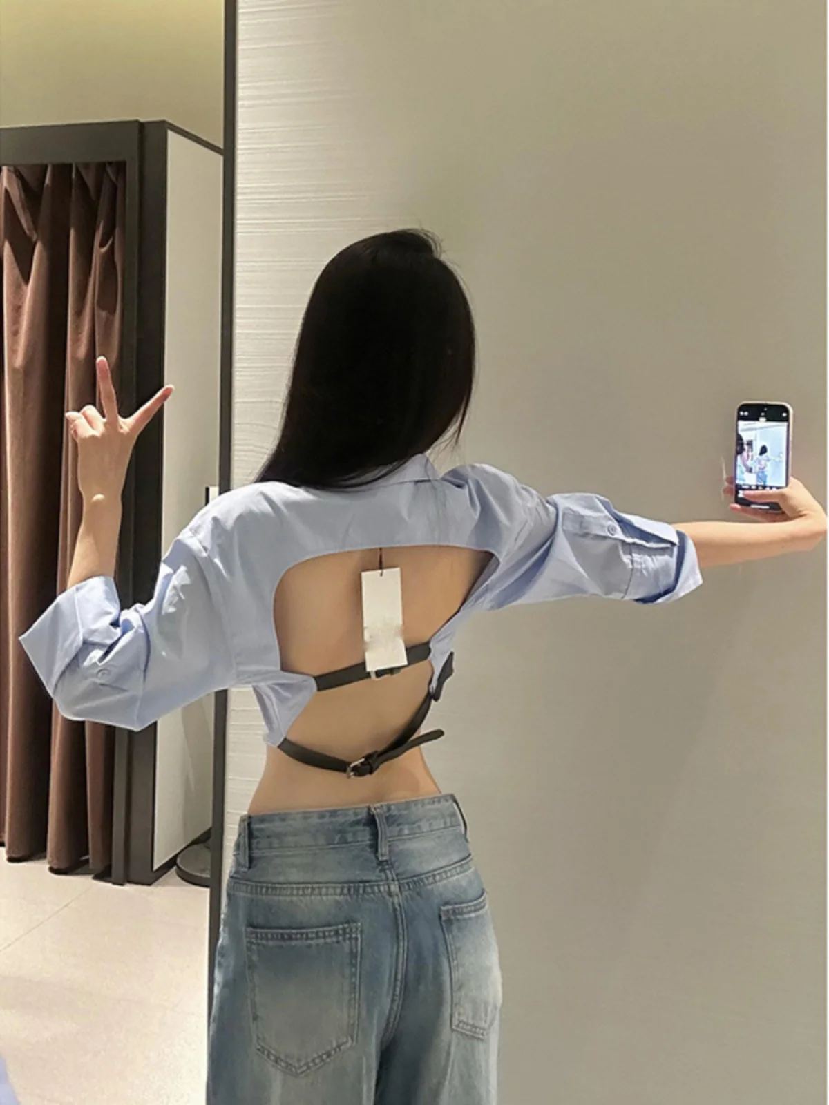 

Американские джинсы с низкой посадкой и широкими штанинами для женщин, весна-осень, новые, свободные, прямые, удлиненные, синие, деним