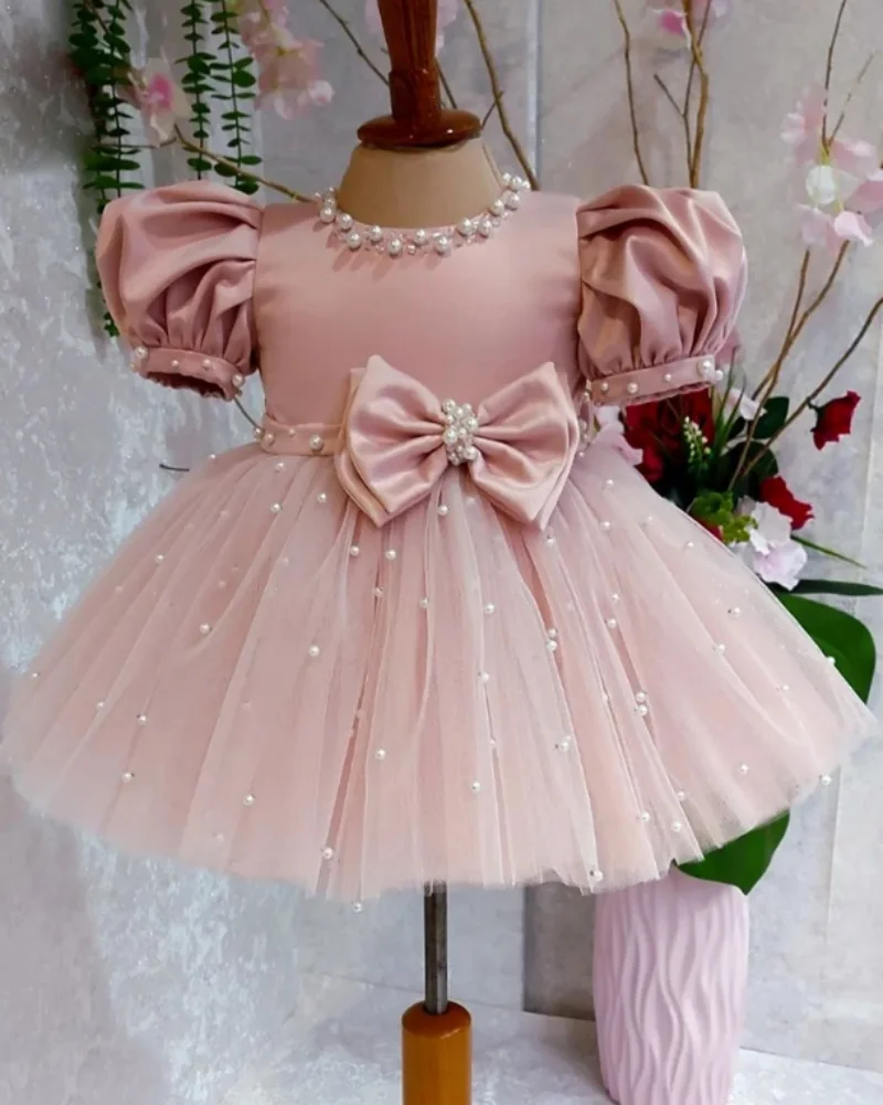 

Luxury Baby Girl Birthday Dress Pearls Infant Tutu Princess Flower Girl Dress Christmas Prom Ball Gown