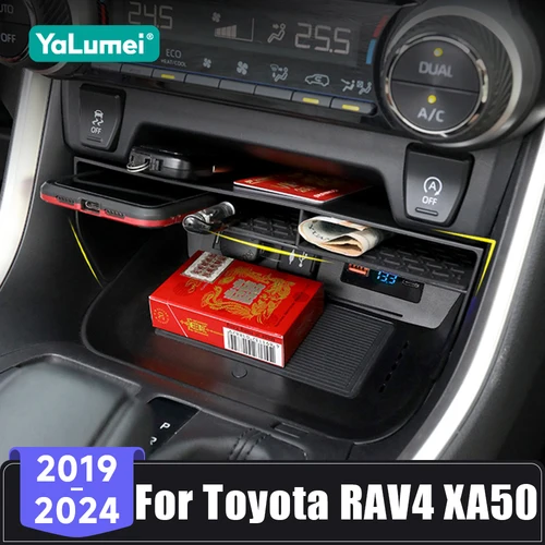 Imagen 1 del producto Caja organizadora de almacenamiento para consola Central de coche, cubierta de bandeja contenedor para Toyota RAV4 XA50 RAV 4 Hybrid 2019 2020 2021 2022 2023 2024