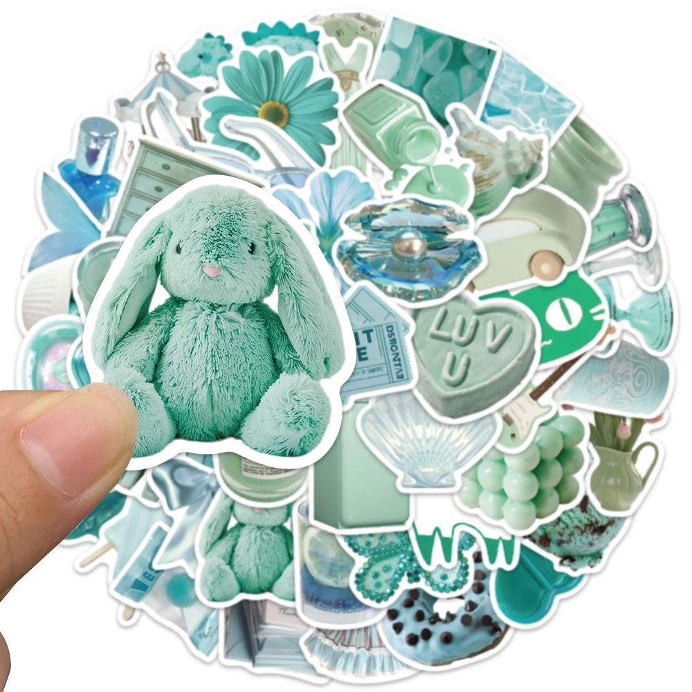 50pcs Mint Mambo Green Ins 3D Summer Cool Stickers DIY Diary Scrapbooking Ipad Car Motorcycle Journal Decorative Decals Sticker