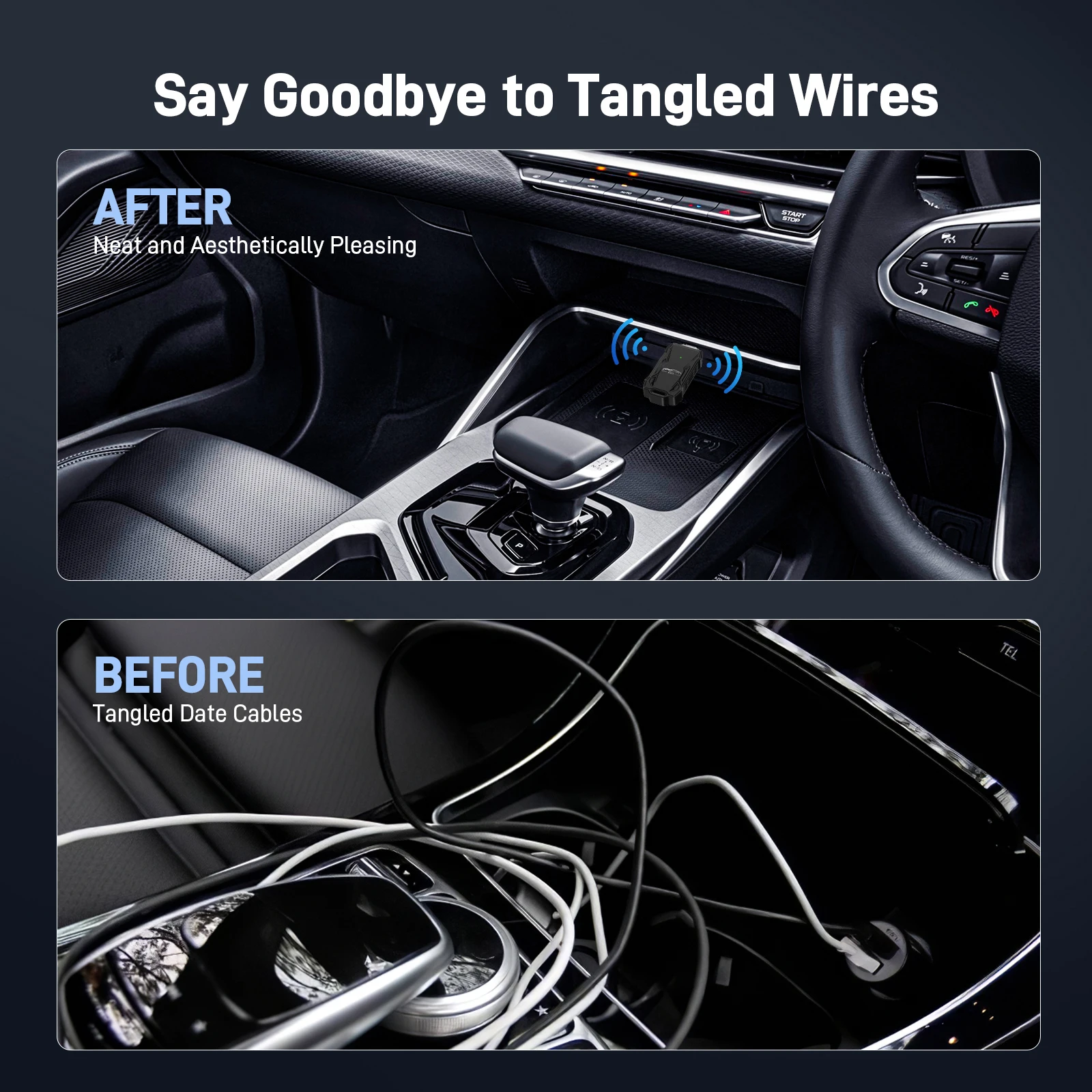 Adattatore Mini CarPlay wireless Dongle CarPlay cablato a wireless Adattatore wireless CarPlay Plug and Play per auto Android iOS da