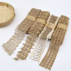 2M 3.5-5cm Gift Box Decor Gift Wrapping Lace Woven DIY Scrapbook Jute Ribbon Hemp Rope Burlap Roll Wedding Party Supplies