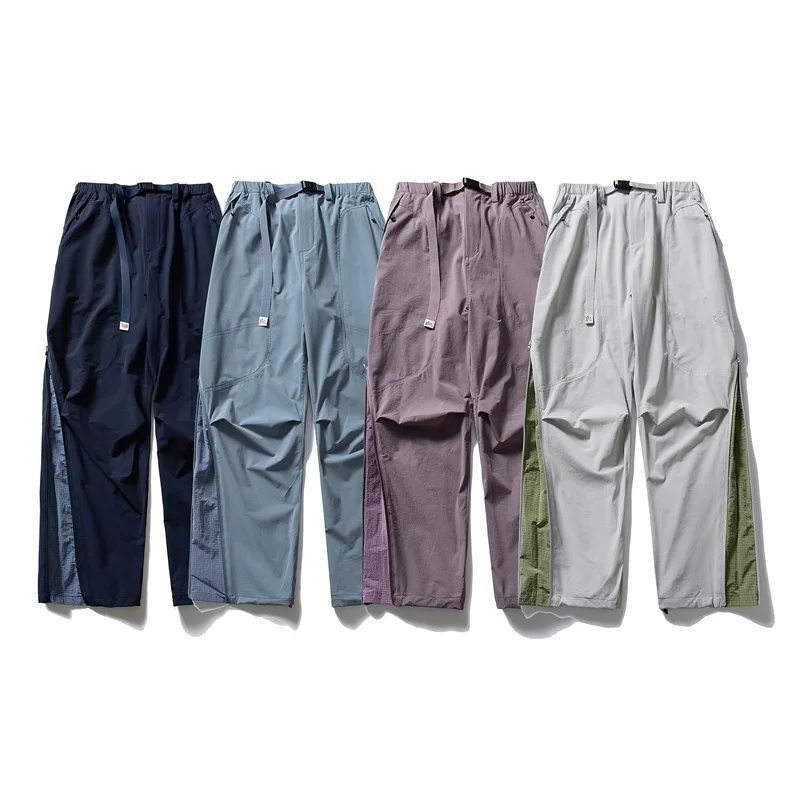 ซิปด้านข้างกีฬากลางแจ้งกันน้ำแห้งเร็วกางเกงผู้ชายผู้หญิงสตรีทแวร์หลวมสบายๆเทคแวร์แทร็คกางเกงจ็อกเกอร์กางเกง