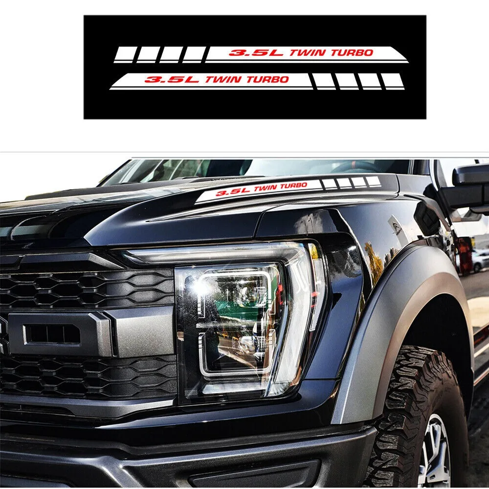 

3.5L Twin Turbo For Ford F150 Ecoboost V6 Pickup stickers Truck Hood Vinyl Decals Graqhics Sticker a Pair