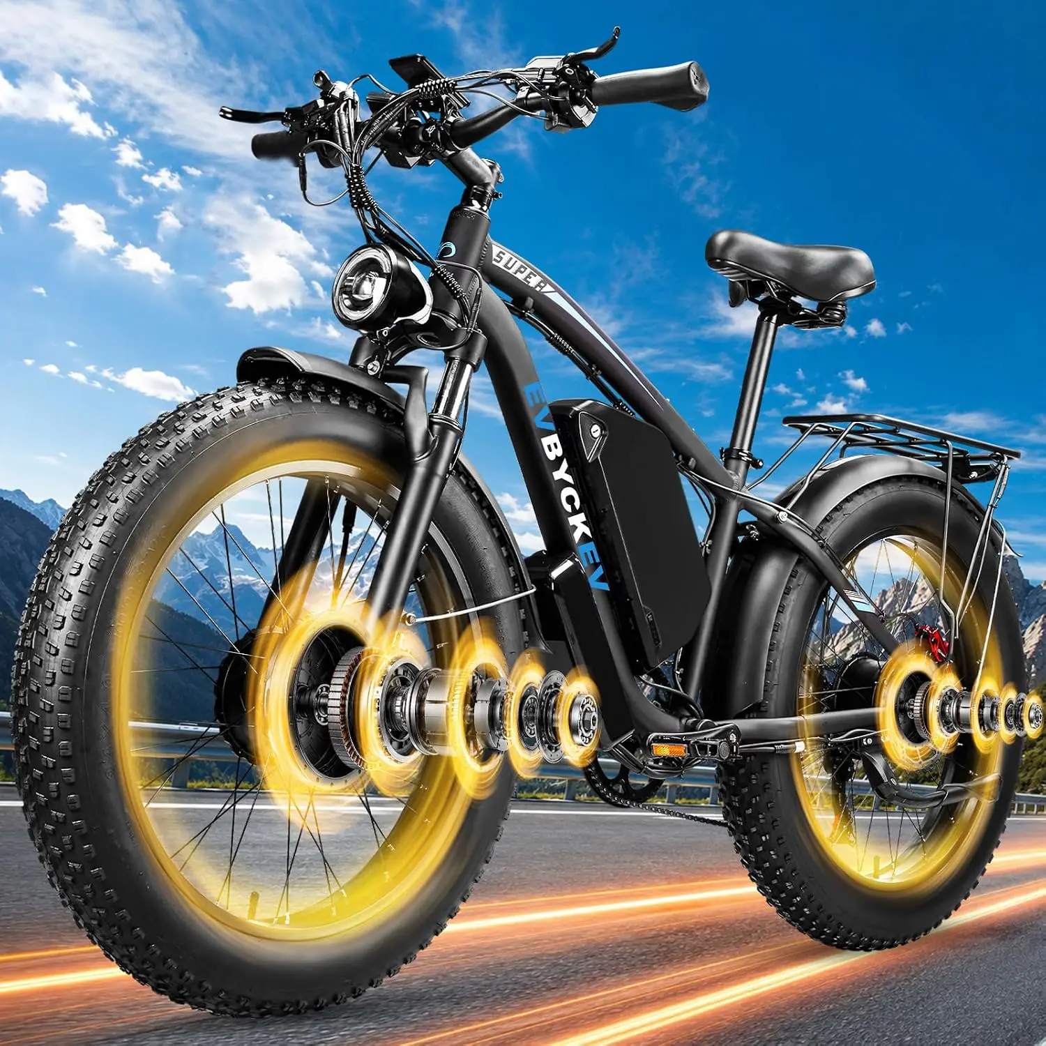 9000W Dual Motor Ebike 58V 34Ah 105Miles 47MPH Electric Bike 24Inch Fat Tire Off-Road Mountain, Customized