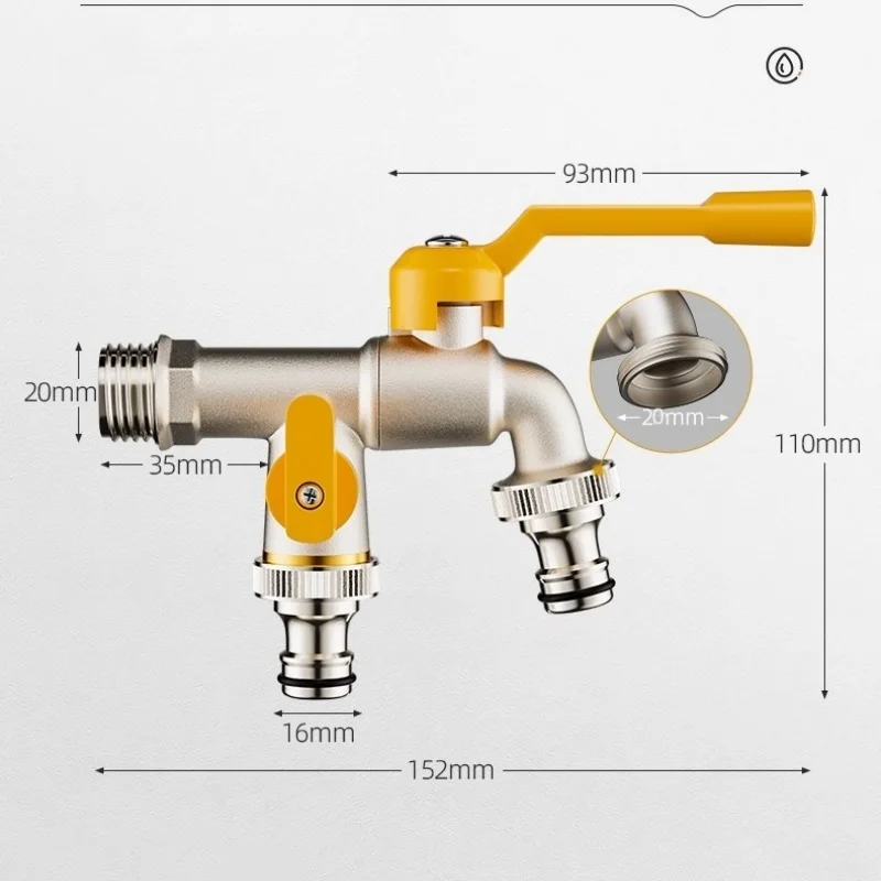 Garden 1/2'' 3/4'' Water Faucet Water Splitter 1-Way 2-Way Connector Coupling Adapter Valve Switch Irrigation Tap Replace