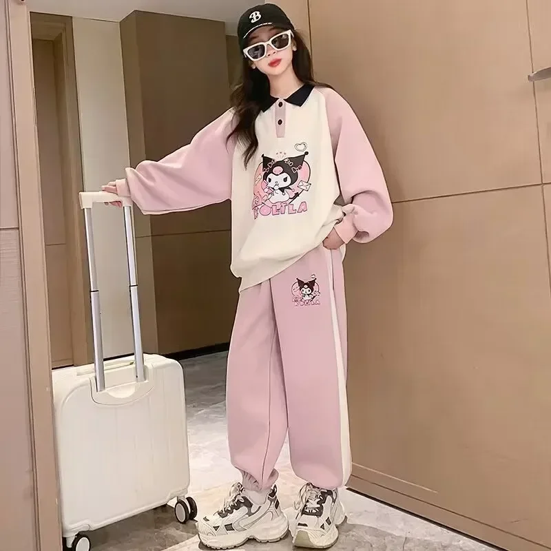 Sanrio hello kitty girls kuromi hoodie pants suit spring autumn new  sportswear Sweater children's long sleeve jacket