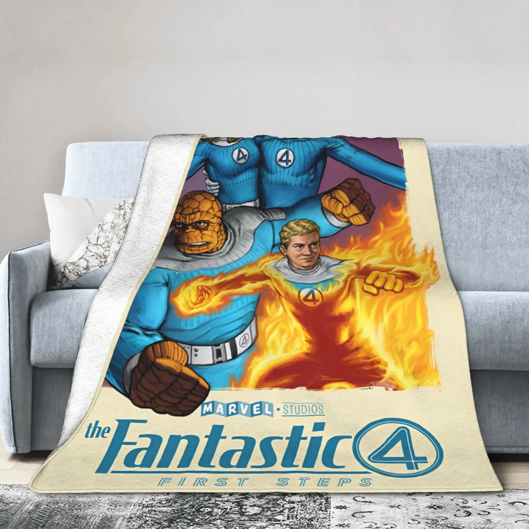 

Фантастическое одеяло Four Team Up, фланелевое текстильное декоративное одеяло с героями мультфильмов, портативное мягкое одеяло для автомобиля, покрывало, плюшевое одеяло