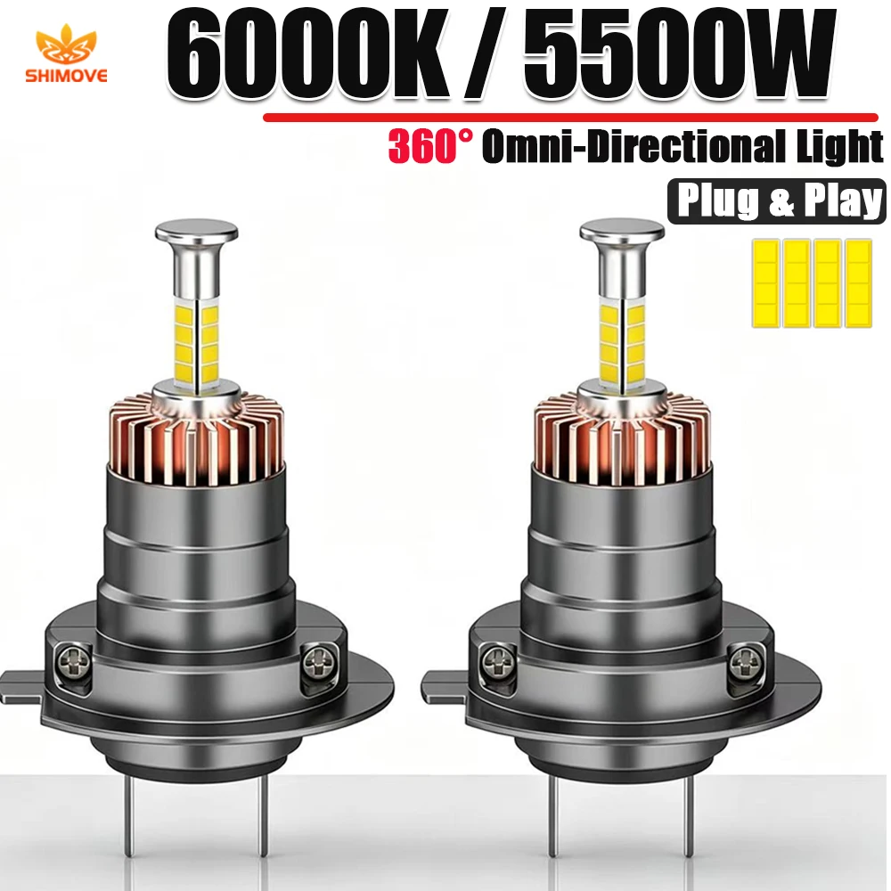 H7 Led Headlight 360°Omni-Directional Light Spotlights Lamps Direct Halogen Replacement Canbus High Lumen Ampoule Bulb For Motor