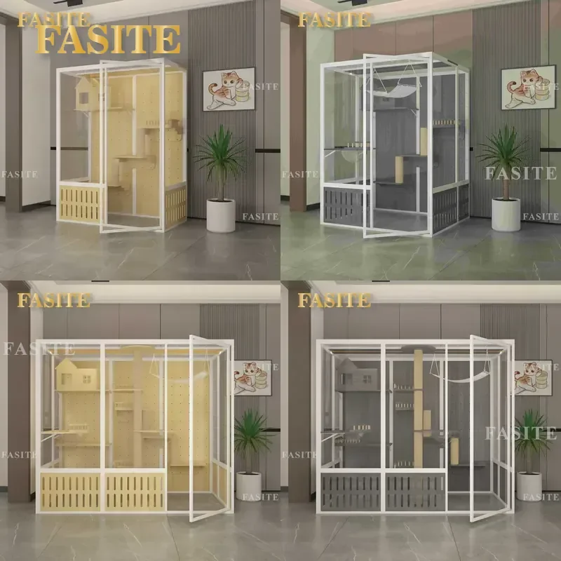 For Cat Villa Large Multi-layer Panoramic Glass House Luxury Indoor Cage Spacious Nest Home Furniture Pet Room
