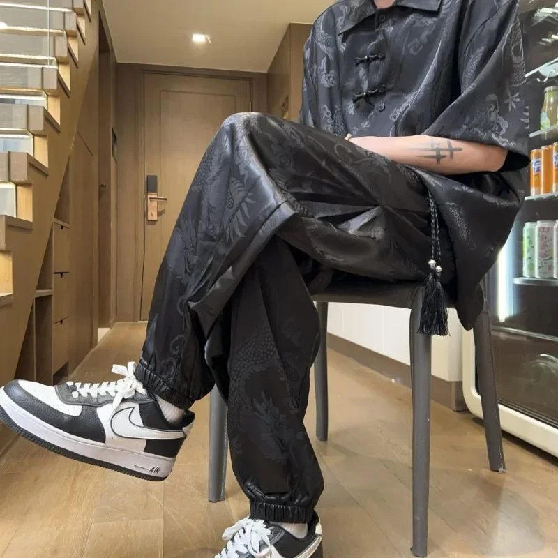 

Graphic Male T Shirt Trousers Sets Shirts Print Black Aesthetic Trendy Two Piece Luxury Casual High Quality Kpop Men's Pants Set