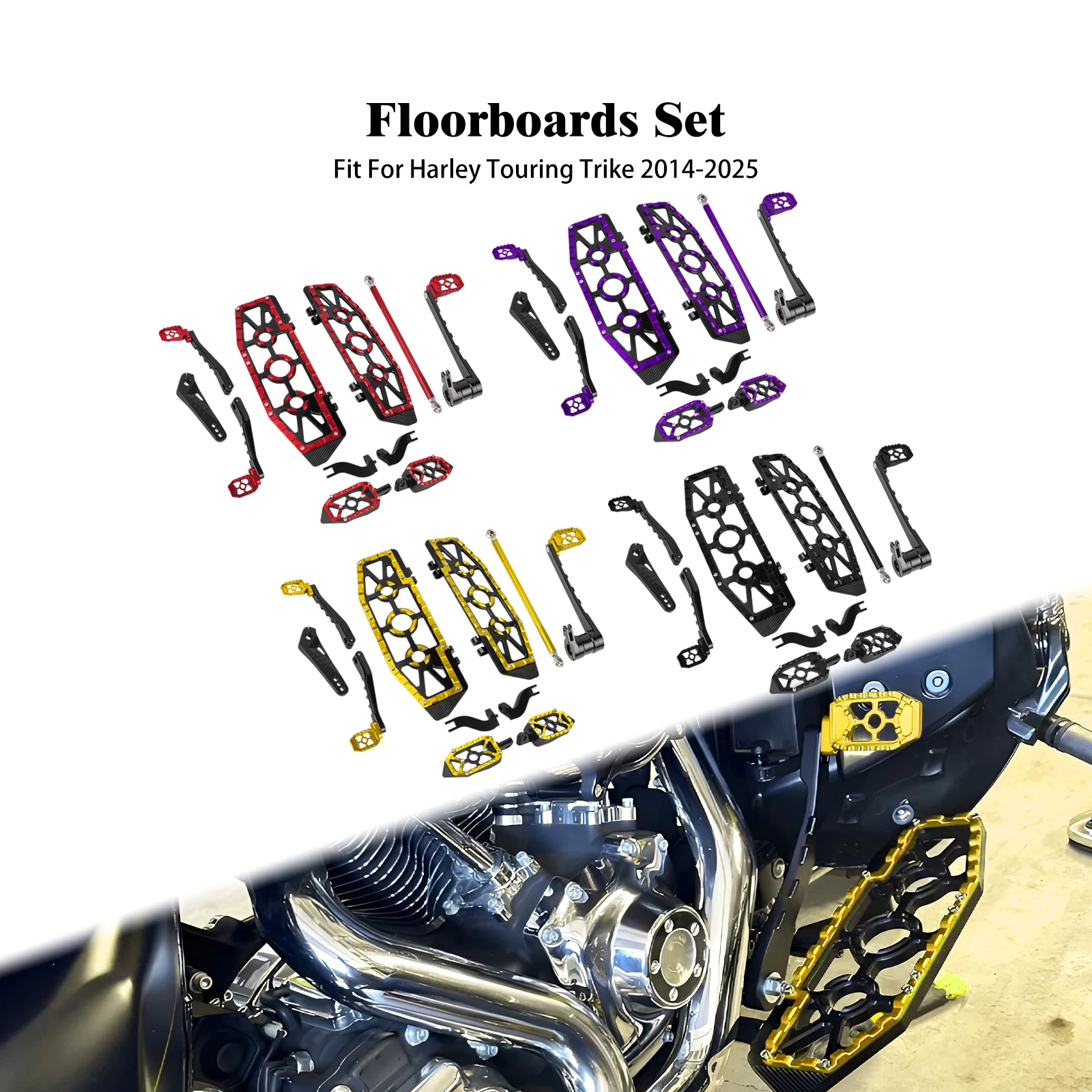 

Motorcycle Driver Passenger Floorboards Shift Lever Linkage Brake Arm Pedal Kit For Harley Touring Electra Street Glide 2014-25