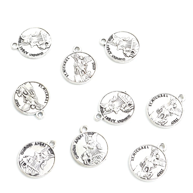 Italy Religious Themes ST.MICHAEL GUARDIAN ANGEL Alloy Charms 10pcs DIY Vintage Style Necklace Bracelet Keychain Accessory Sets