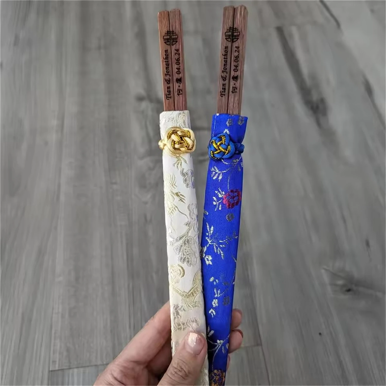Personalized Chopsticks with Silk Pouch | Engraved Chopsticks | Chinese Wedding Favors | Custom Chopsticks Gifts | Wedding Party - view 4