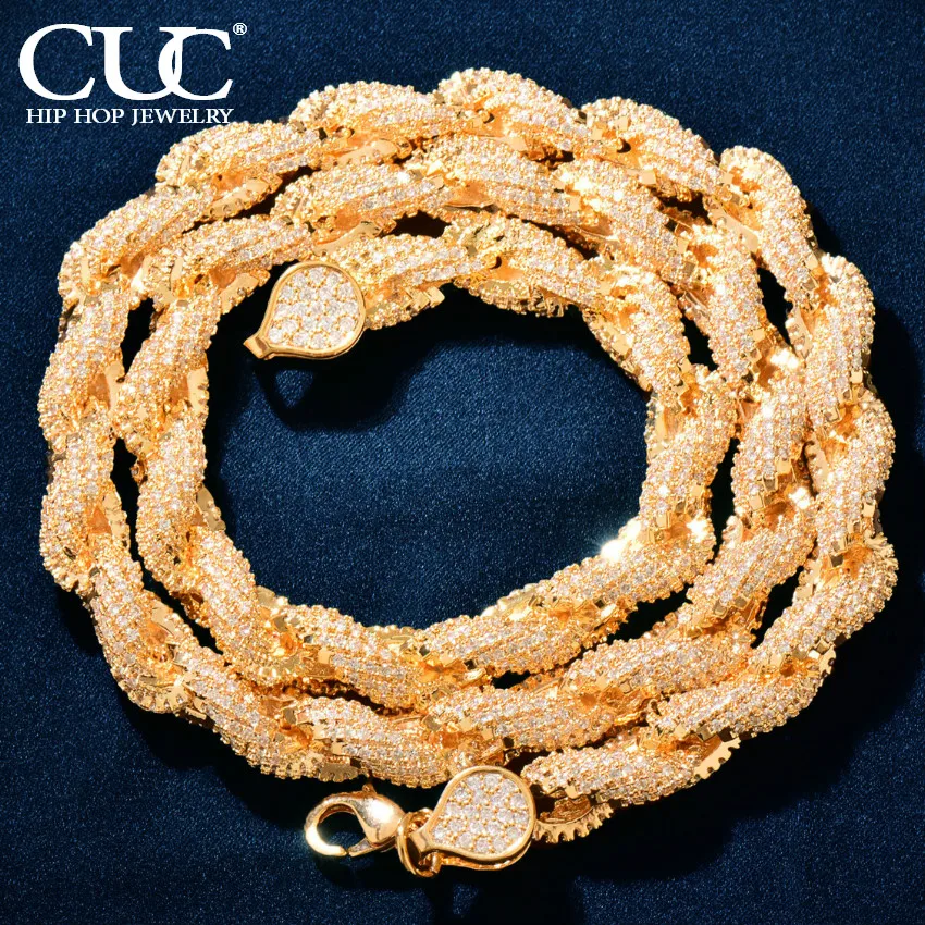 CUC 8mm Iced Out CZ Seil Kette Gold Farbe Iced Out Zirkonia Männer Hip Hop Halskette Link Mode Punk rapper Schmuck