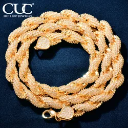 CUC 8mm Iced Out CZ Rope Chain Gold Color Iced Out Zirconia Men Hip Hop Necklace Link Fashion Punk Rapper Jewelry