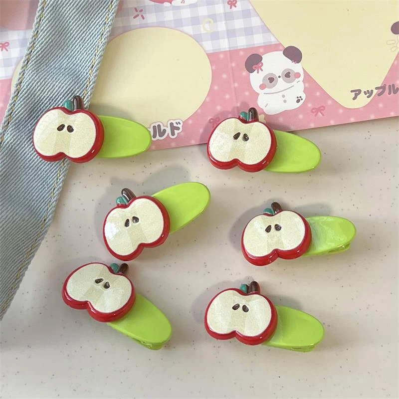 Cute Small Fresh Red Apple Hair Clip Duckbill Clip Sweet Girl Hairpin All-match Bangs Side Clip Headwear Barrette Hair Accessory