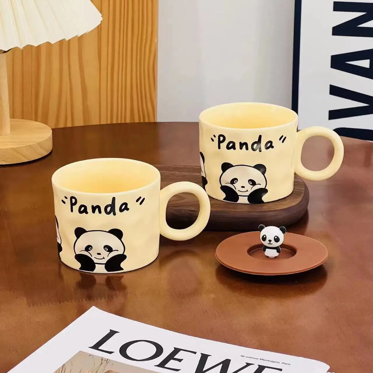 2024 New Ceramic Panda Mug With Spoon Lid Coffee Cup Original Mugs Free Shipping Original Breakfast Cups Ceramics & Pottery Tea