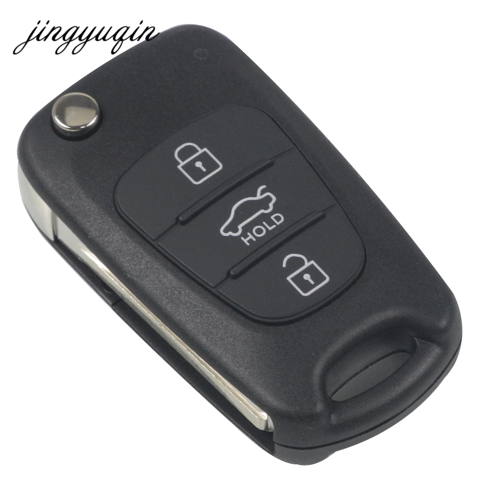 jingyuqin 10pcs Remote Flip Key Shell For KIA K2 K5 For Hyundai ix30 ix35 3 Buttons Car Folding Fob Case With Hold Button FOB