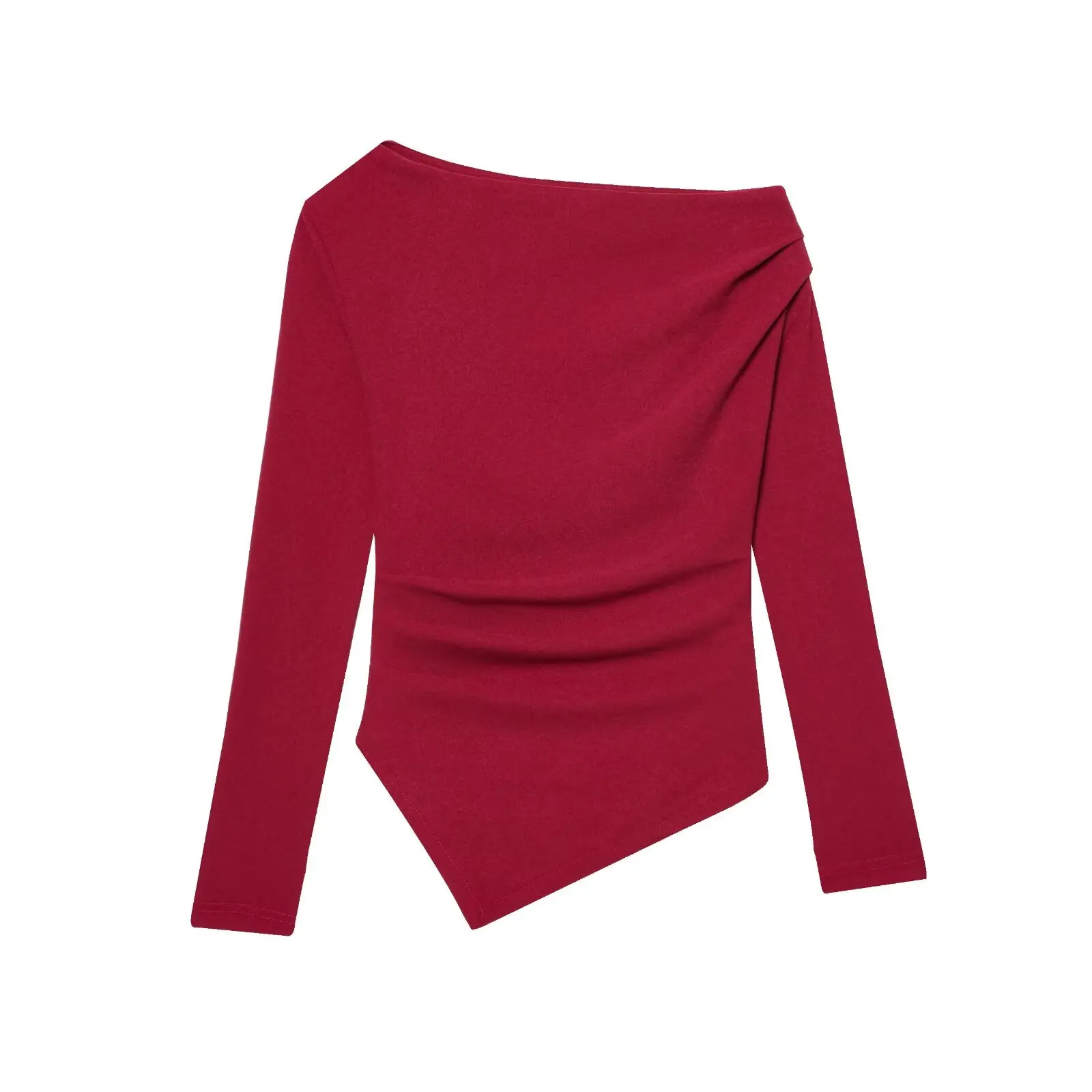 بلوزة نسائية جديدة من JNLEAOG لربيع 2023 بتصميم عصري غير متماثل ومرن على الطراز الفرنسي ضيقة بأكمام طويلة مقاومة للرطوبة والتعرق