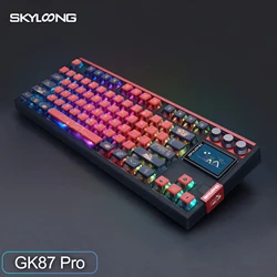 SKYLOONG GK87 Pro 3-Mode bezprzewodowa klawiatura mechaniczna z pełnym klawiszem Hot-swap 2.0-calowy ekran RGB niestandardowy krótki czas oczekiwania klawiatura do gier