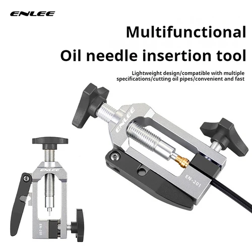 Imagen 2 del producto ENLEE-Herramienta de inserción de aguja de aceite integrada para bicicleta, dispositivo de inserción de tubo de aceite con cabeza de oliva, herramienta de corte de tubo de aceite T ool para bicicleta