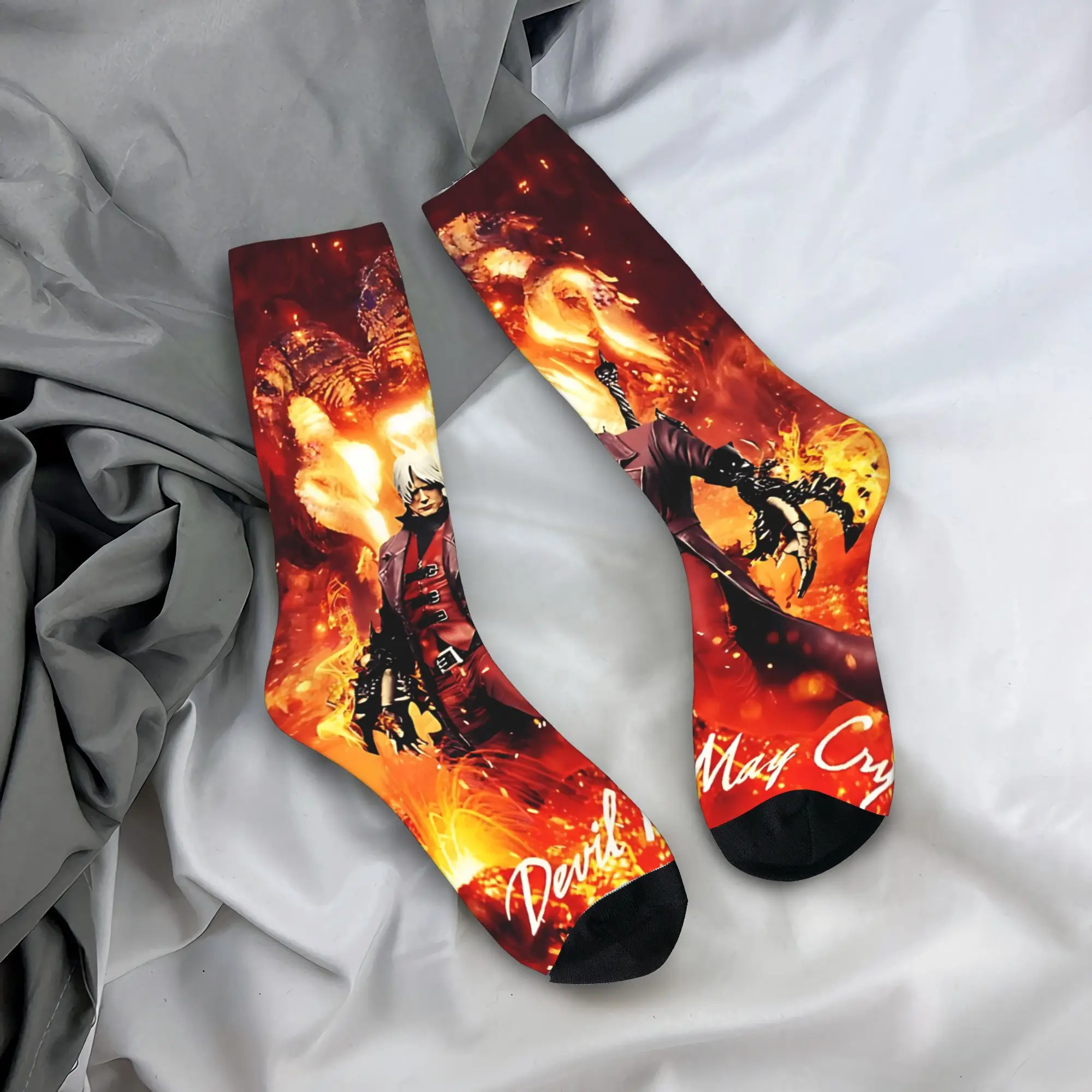 Devil May Cry 5 Dante Socks  Custom Stockings Anti Slip Men Socks Quality Spring Harajuku Cycling Socks
