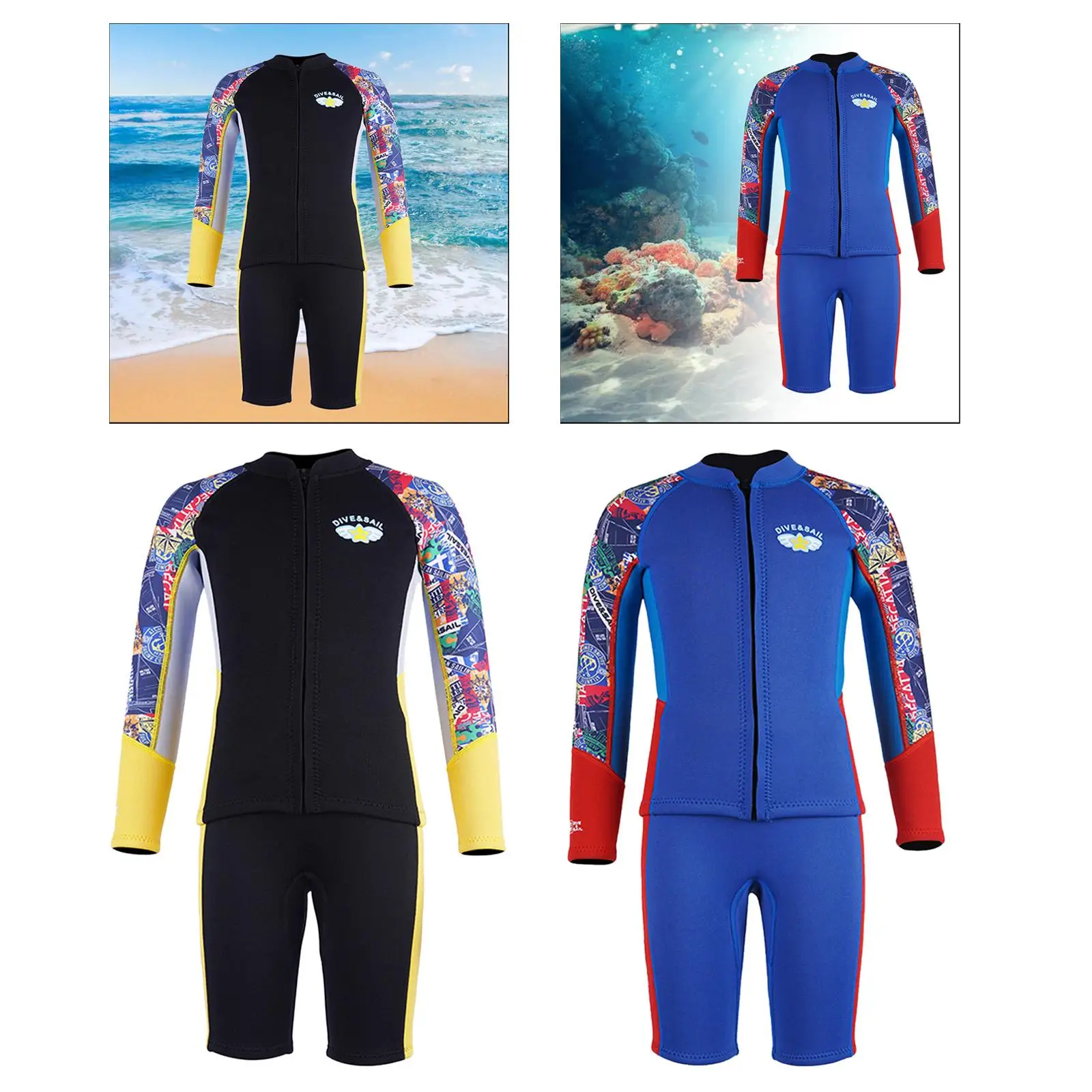 Split Wetsuit Kids Keep Warm Thermal Diving Suit for Surfing Sailing Kayak