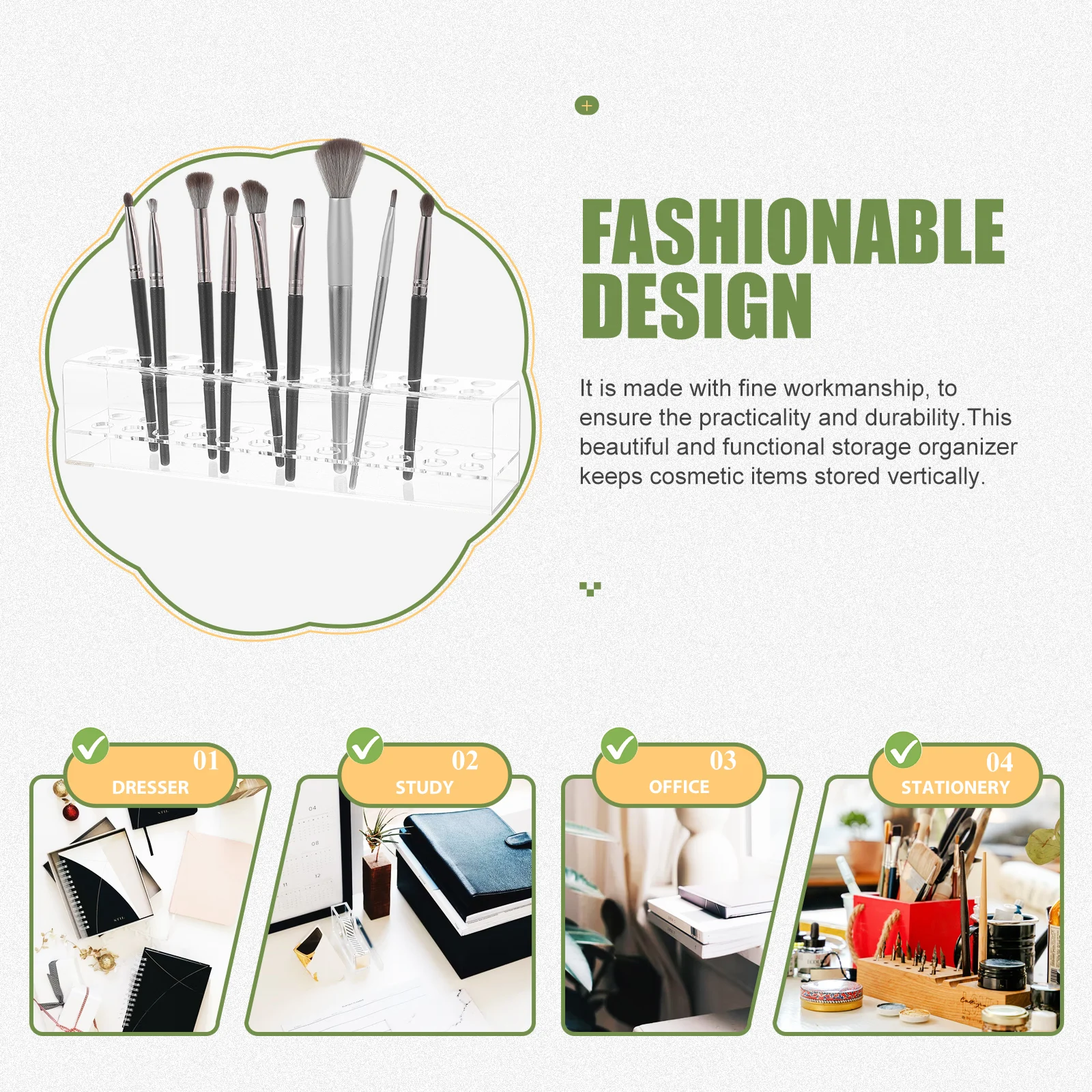 

Transparent Acrylic Pen Holder Display Stand 24 Slots Stationery Storage ganizer For Office Desk Cosmetics Brushes