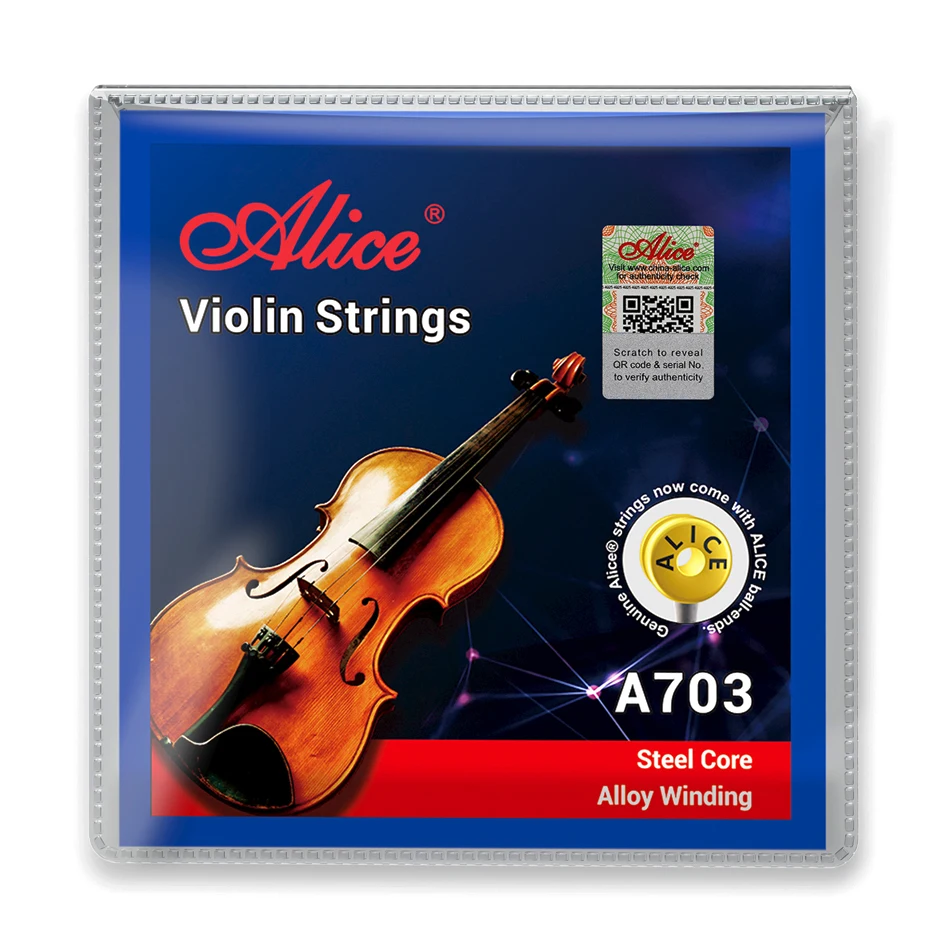 Alice A703 Professional Stainless Steel Alloy Wound Silver Steel Violin Strings 4 pieces E A D G for 4/4 3/4 1/2 1/4 1/8
