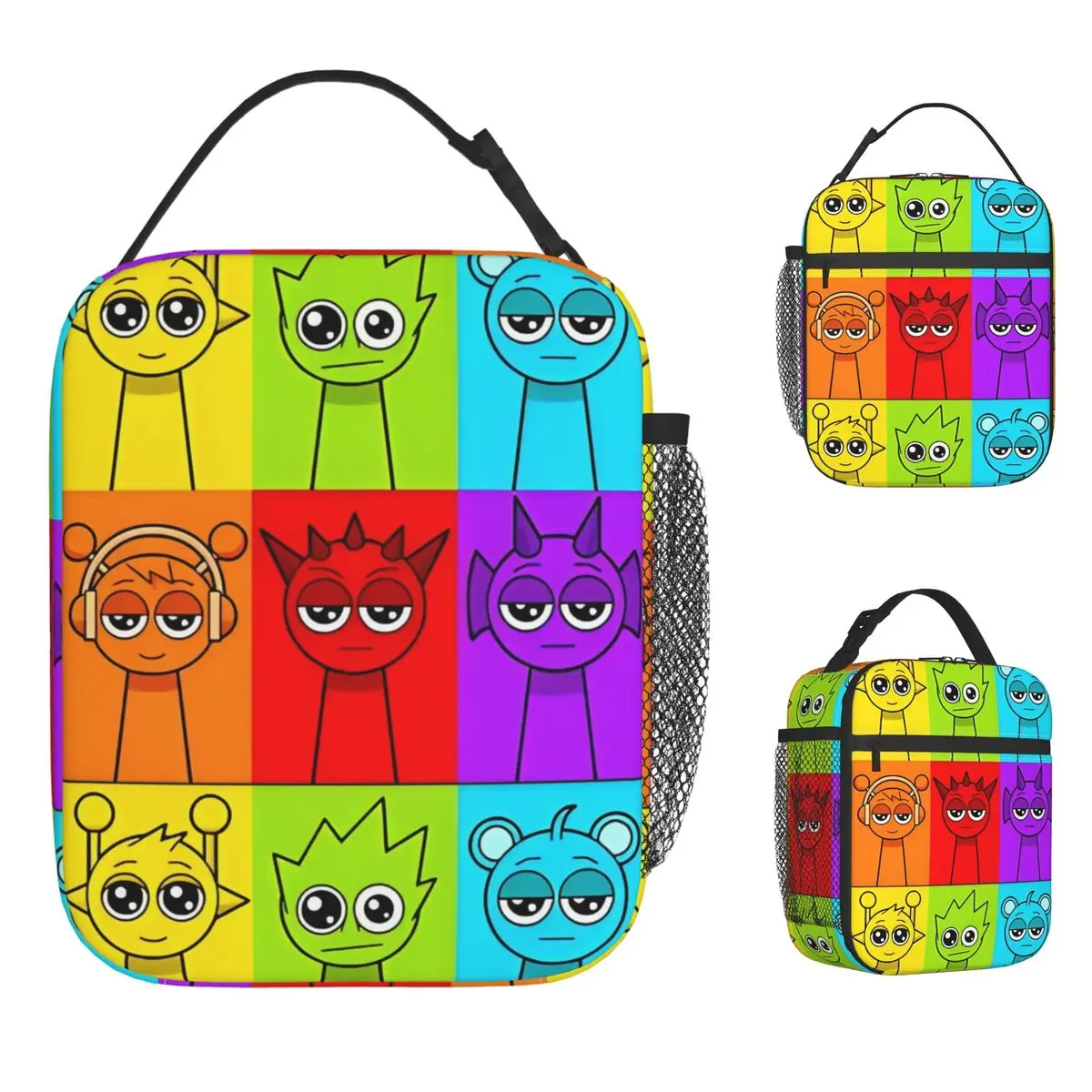 

Sprunki Characters Game Insulated Lunch Bag Portable Lunch Container Cooler Bag Tote Lunch Box College Travel Men Women