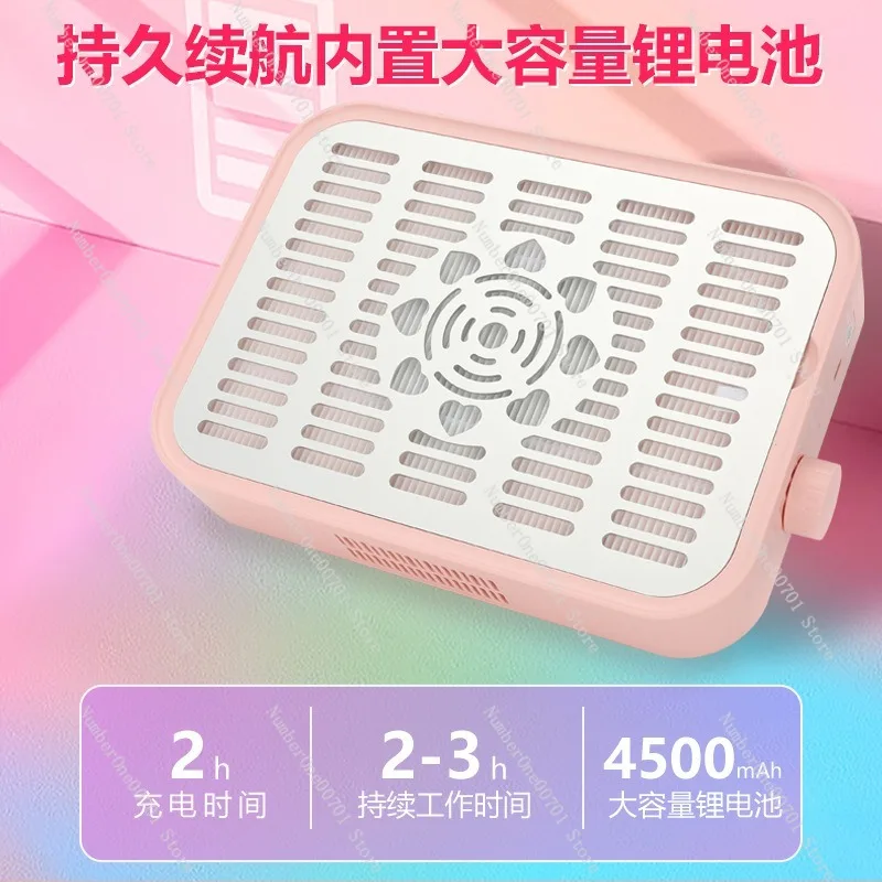 Cordless Brushless Turbine Nail Dust Vacuum Cleaner, High Power Rechargeable Suction Adjustable Speed Manicure Tool for Salon