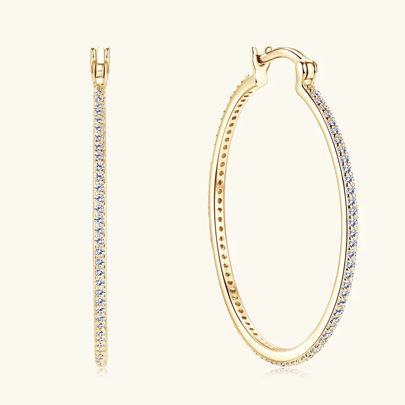 

Серьги IOGOU из 100% муассанита, стерлинговое серебро 925 пробы, 30-40 мм, большие круглые серьги-кольца для женщин, свадебные рождественские украшения, подарки