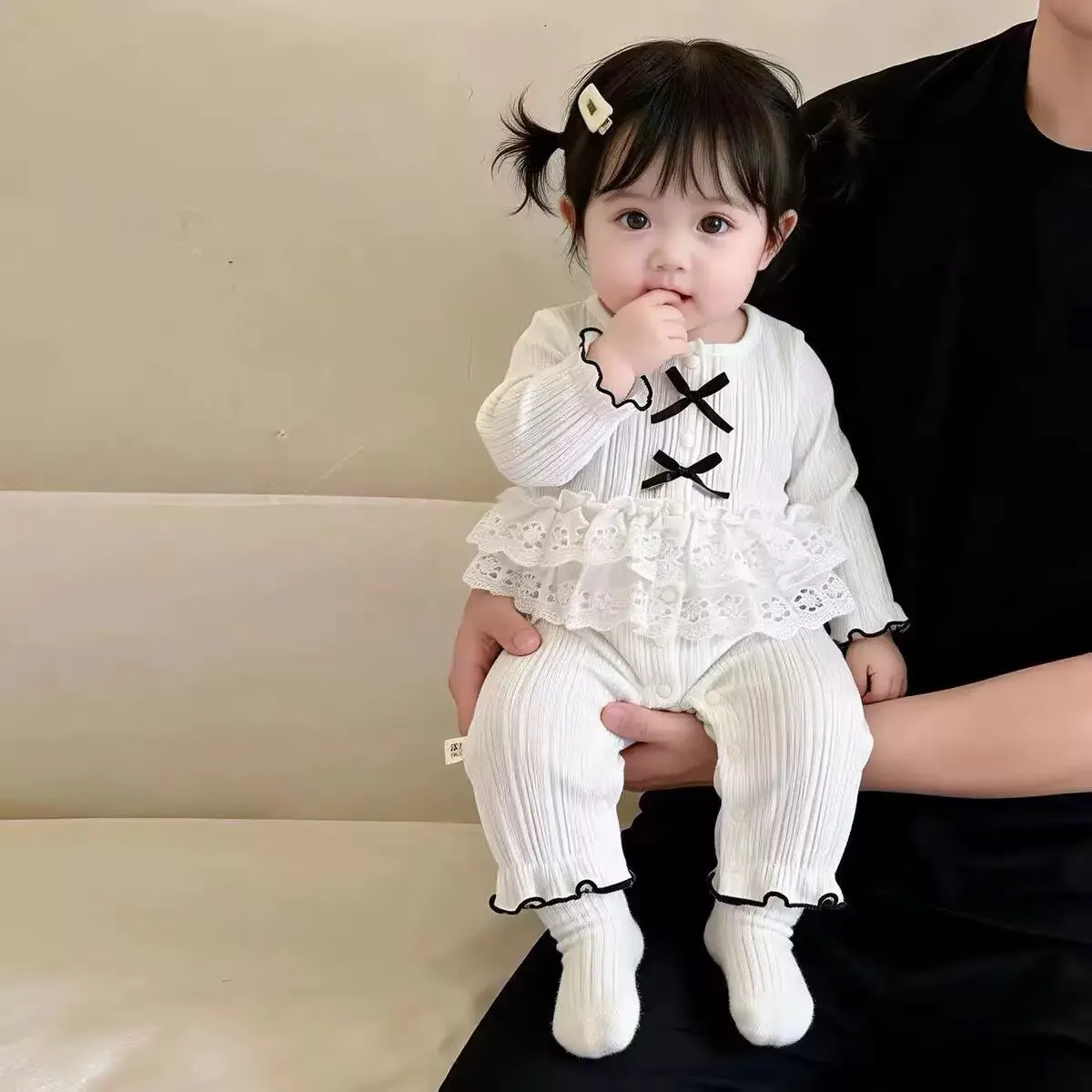 

Baby Girl Clothes Spring Autumn Newborn Romper Infant Onesie Fake Two Piece Outfit Princess Bow Toddler Jumpsuit Soft Cotton