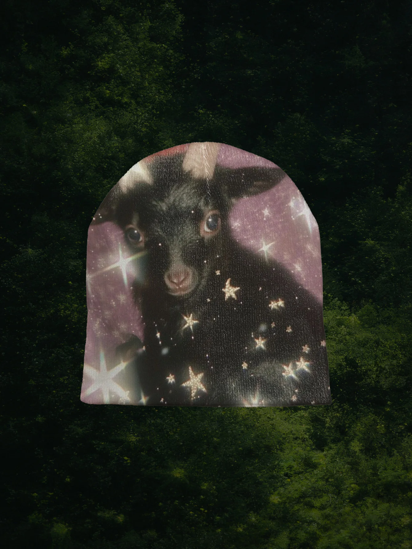 

Блестящая черная шапка-бини с принтом козла, модная теплая мягкая шапка с блестящим звездным узором для повседневной/повседневной носки