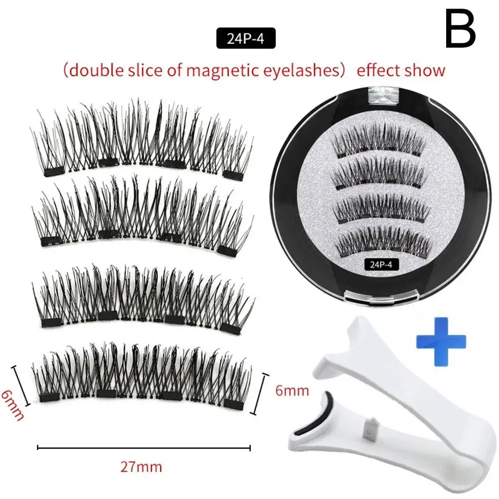 2 Pair 3D Magnetic False Eyelashes Reusable Magnetic Eyelashes With 4 Magnetic Lashes Natural Eyelash Extension Makeup Tools