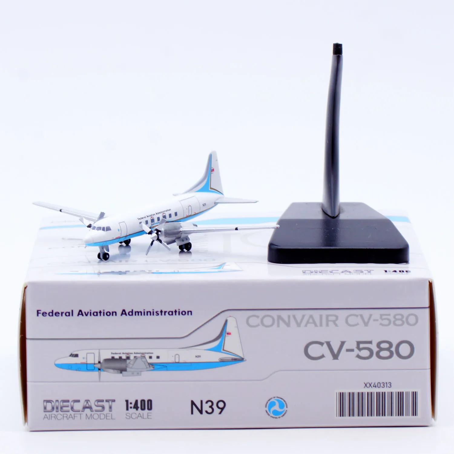 

XX40313 Alloy Collectible Plane Gift JC Wings 1:400 FAA Federal Aviation Administration Convair CV580 Diecast Aircraft Model N39