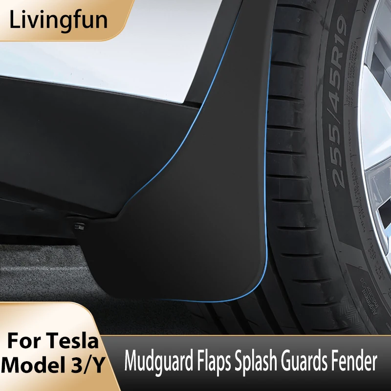 Livingfun For Tesla Model Y 3 2023 Mudguard Flaps Splash Guards Fender PP Material 4 PCS ModelY Fender Protector Accessories