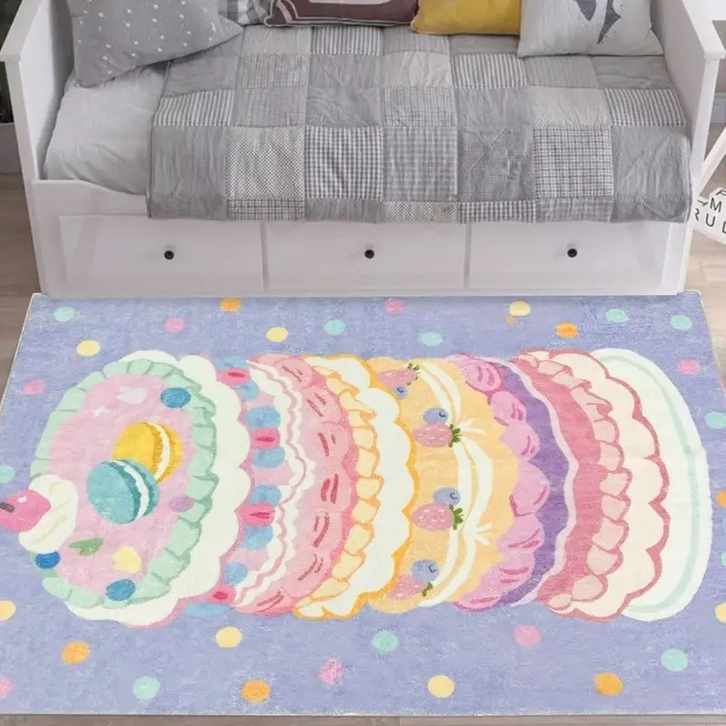 

Kids Rug Carpet Cake Play Mat for Boys Girls Bedroom Playroom, Soft Purple Pink Dessert Candy Children Area Rug for Baby Nursery